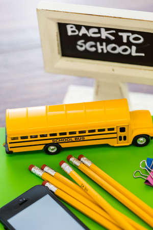 New school supplies prepared for new school year.の写真素材