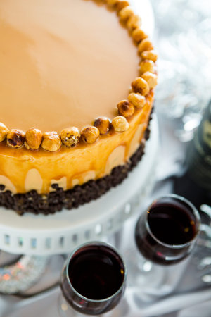Chocolate beer and wine pairings. Heavenly Hazelnut Torte with wine for celebrating New Year.