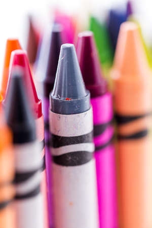 Multicolored crayons on a white background.の写真素材
