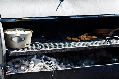 Barbecue smoker ready for summer cooking.の写真素材
