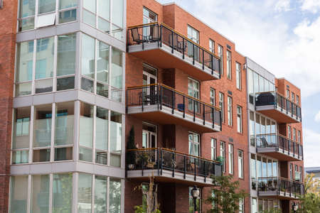 Contemporary condominiums in downtown Denver, Colorado.のeditorial素材