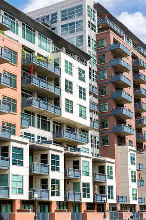 Contemporary condominiums in downtown Denver, Colorado.のeditorial素材