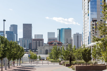Denver, Colorado, USA-August 31, 2014. Summer skyline of downtown Denver, Coloradoのeditorial素材