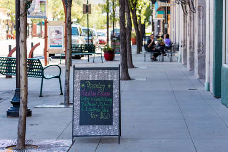 Main street of historic downtown Littleton, Colorado.のeditorial素材