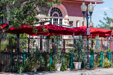 Main street of historic downtown Littleton, Colorado.のeditorial素材