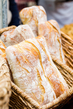 Freshly baked bread at the local market.