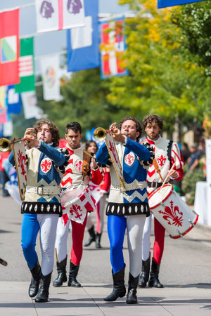 Lakewood, Colorado, USA-September 6, 2014. Flad trowing performance at anual Italian Festival on...