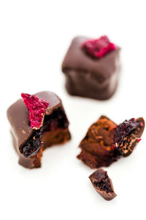 Gourmet passion fruit vegan truffle on a white background.の写真素材