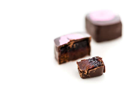 Gourmet blackberry cabernet truffle on a white background.の写真素材