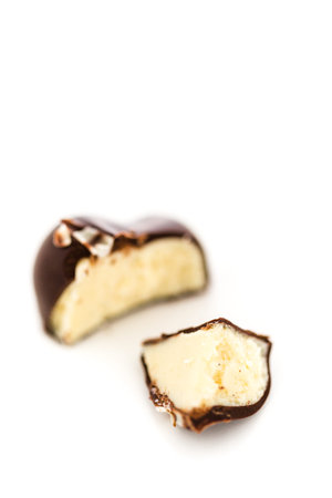 Gourmet vanilla bean truffle on a white background.の写真素材