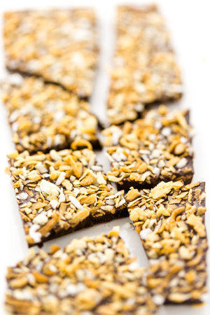 Gourmet coconut bliss chocolate bar on a white background.