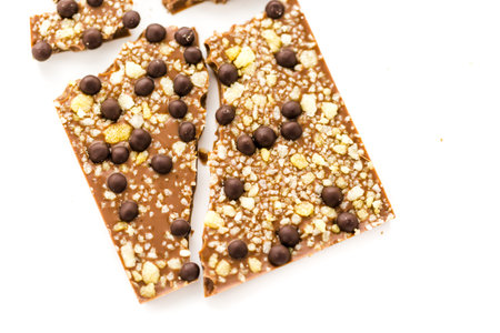 Gourmet party in your mouth chocolate bar on a white background.