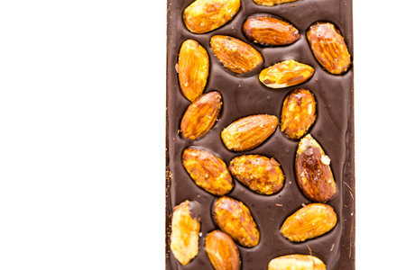 Gourmet almighty almond chocolate bar on a white background.