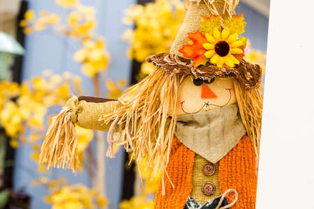 Large scarecrow handmade for Halloween.の写真素材