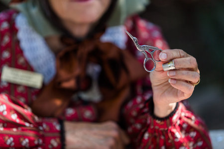 Handmade quilt from vintage fabric.の写真素材