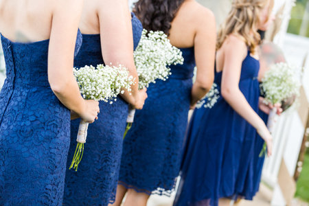 Small wedding ceremony in white and blue theme.の写真素材
