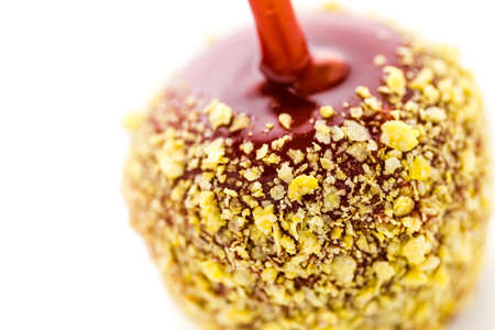 Hand dipped caramel apples decorated for Halloween.の写真素材