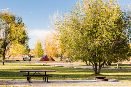 Denver, Colorado, USA-October 26, 2014. Camping in late Autumn in Colorado.のeditorial素材