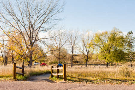 Denver, Colorado, USA-October 26, 2014. Camping in late Autumn in Colorado.のeditorial素材