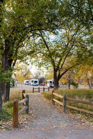 Denver, Colorado, USA-October 26, 2014. Camping in late Autumn in Colorado.のeditorial素材