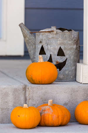 Residential house decorated for Halloween holiday.の写真素材