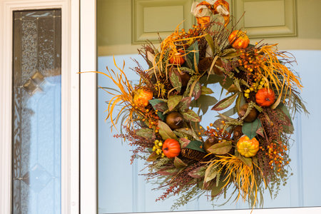 Residential house decorated for Halloween holiday.の写真素材