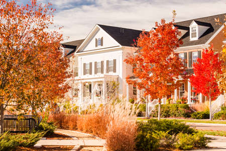 Residential house decorated for Halloween holiday.のeditorial素材