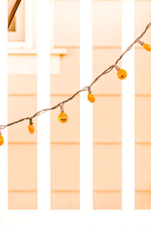 Residential house decorated for Halloween holiday.の写真素材