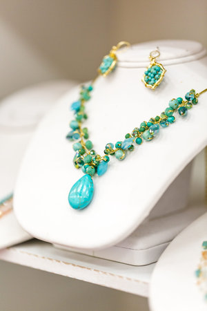 Handmade jewerly for sale at the local craft market.の写真素材