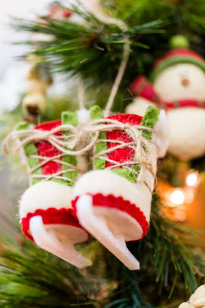 Handmade Christmas ornaments for sale at the local craft market.の写真素材