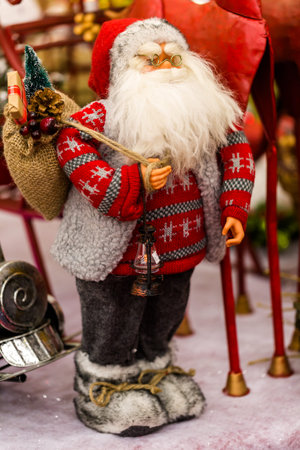 Handmade Christmas ornaments for sale at the local craft market.の写真素材