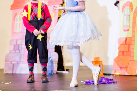 Kids dancing tradition Russian folk dances.の写真素材