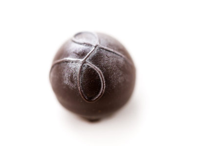 Gourmet chocolate truffles on a white background.の写真素材