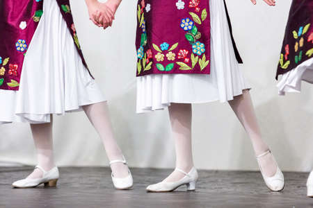 Kids dancing tradition Russian folk dances.の写真素材