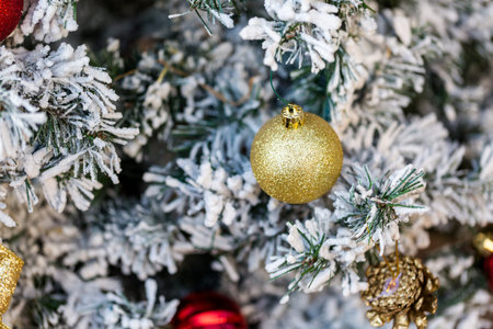 Decorate Christmas tree at the Christmas market.の写真素材