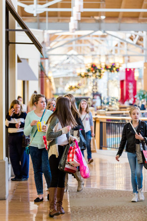 Denver, Colorado, USA-November 28, 2014. Typical North American mall on Black Friday shopping.のeditorial素材