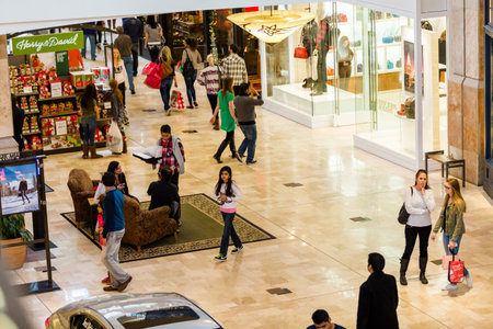 Denver, Colorado, USA-November 28, 2014. Typical North American mall on Black Friday shopping.