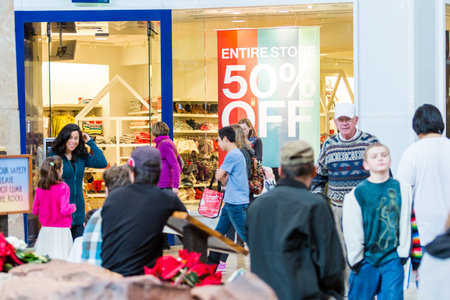 Denver, Colorado, USA-November 28, 2014. Typical North American mall on Black Friday shopping.のeditorial素材