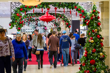 Denver, Colorado, USA-November 28, 2014. Typical North American mall on Black Friday shopping.のeditorial素材