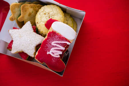 Variety of Christmas cookies as a food gift for Christmas.の写真素材