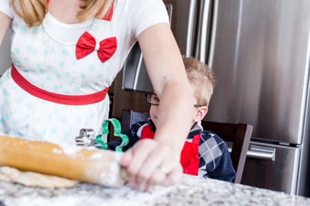 Making cookies with family for Christmas.の写真素材