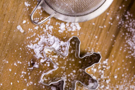 Making marshmallows in shapes of snowflakes for garnish hot chocolate.の写真素材