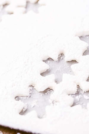 Making marshmallows in shapes of snowflakes for garnish hot chocolate.の写真素材