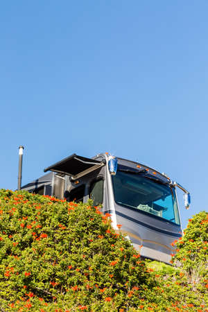 Malibu, California, USA-December 24, 2014. Winter RV camping on cost of California.のeditorial素材