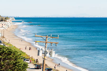 Malibu, California, USA-December 24, 2014. Winter RV camping on cost of California.のeditorial素材