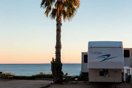 Malibu, California, USA-December 24, 2014. Winter RV camping on cost of California.のeditorial素材