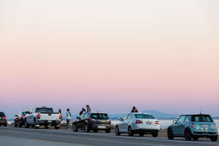 Malibu, California, USA-December 24, 2014. Winter RV camping on cost of California.のeditorial素材