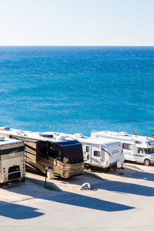 Malibu, California, USA-December 26, 2014. Winter RV camping on cost of California.のeditorial素材