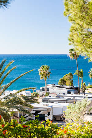 Malibu, California, USA-December 26, 2014. Winter RV camping on cost of California.のeditorial素材