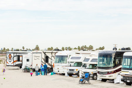 Coronado, California, USA-December 28, 2014. Winter RV camping on cost of California.のeditorial素材